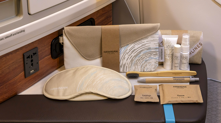 Noho Home designed the amenity kits for Hawaiian Airlines. Supplied