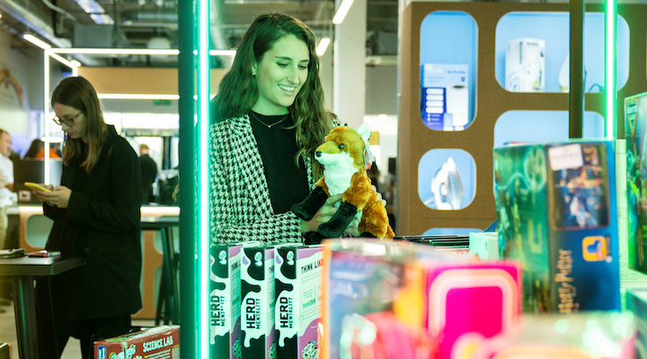 Customers visit the Second Chance Store, a new shop selling returned and refurbished products from Amazon's Second Chance programmes in-person in central London, Britain November 28, 2023. John Nguyen/Handout via REUTERS.