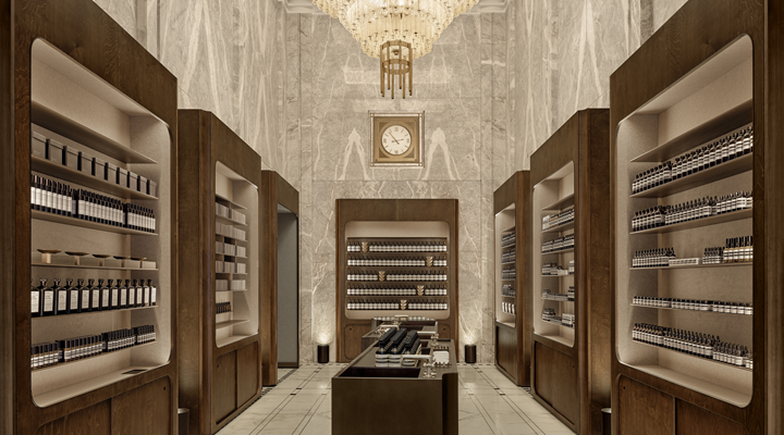 Aesop's luxurious new store on Wall Street.