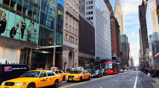 Traffic along Fifth Avenue in New York City