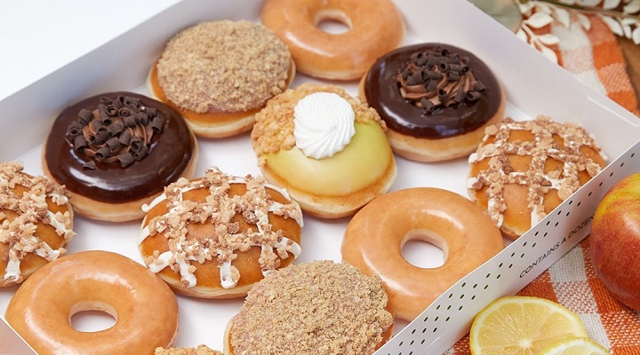 One dozen assorted Krispy Kreme doughnuts