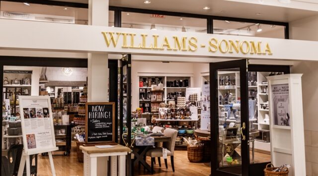 The exterior sign of the Williams Sonoma retail store at Millenia Mall in Orlando, Florida.