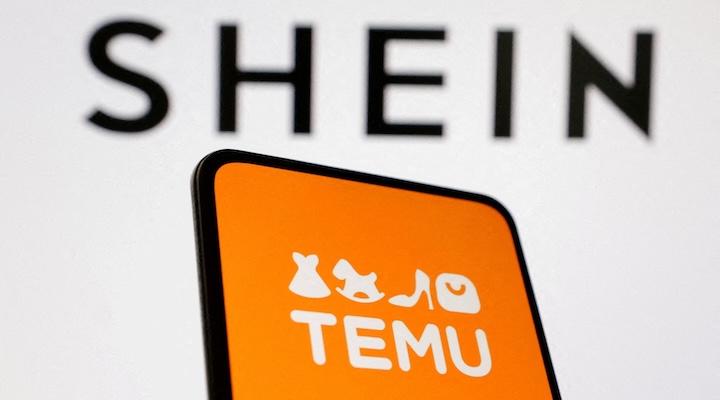 Shein and Temu logos are seen in this illustration taken August 22, 2024.