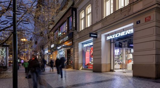 Skechers flagship storefront in Prague