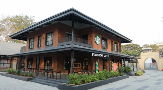 Storefront of Starbucks' 400th store in Tamil Nadu, India.