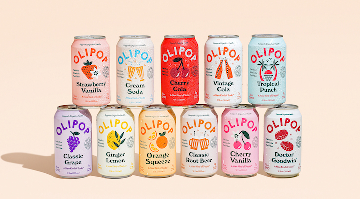 Several Olipop stock-keeping units against a light background.