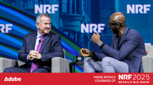 An image of Target CEO Brian Cornell and group VP Abubakarr Bangura at NRF 2025.