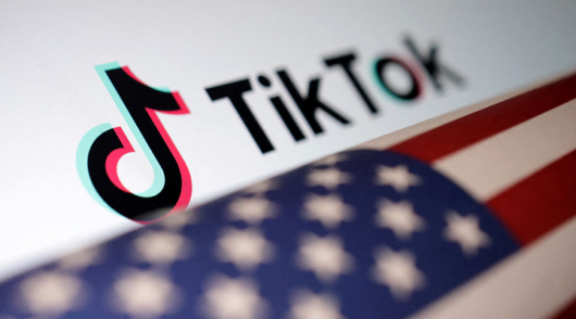 Tiktok logo and partial image of the US flag