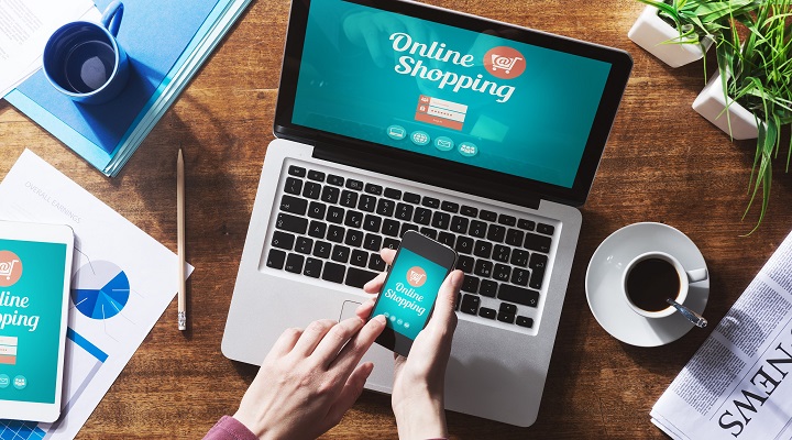 a person shops online through app and website