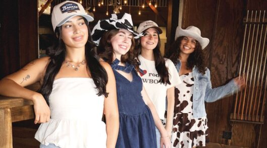 Image of women wearing Dry Goods clothes.