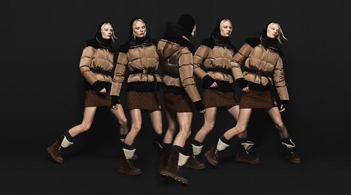 model in Moncler outfit