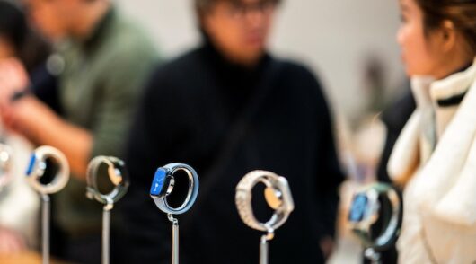 Apple smartwatches being displayed