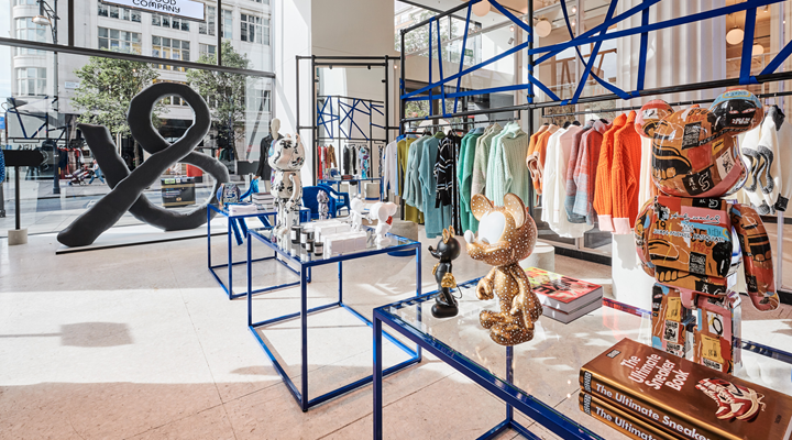 an angled view of selfridges corner shop at its oxford street flagship in london