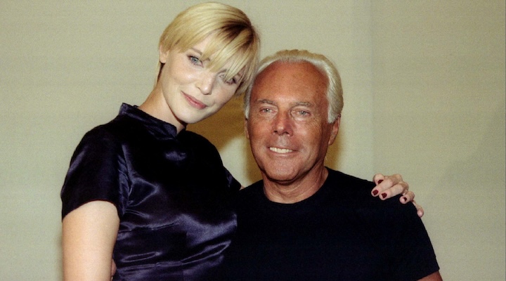 Designer Giorgio Armani and model Nadja Auermann.
