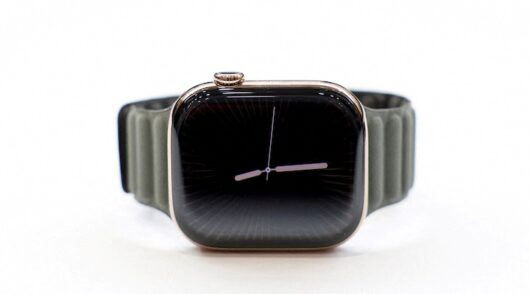 An Apple Watch series 11 titanium