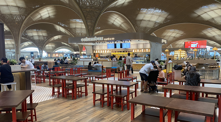 a food court at cambodia's techo airport