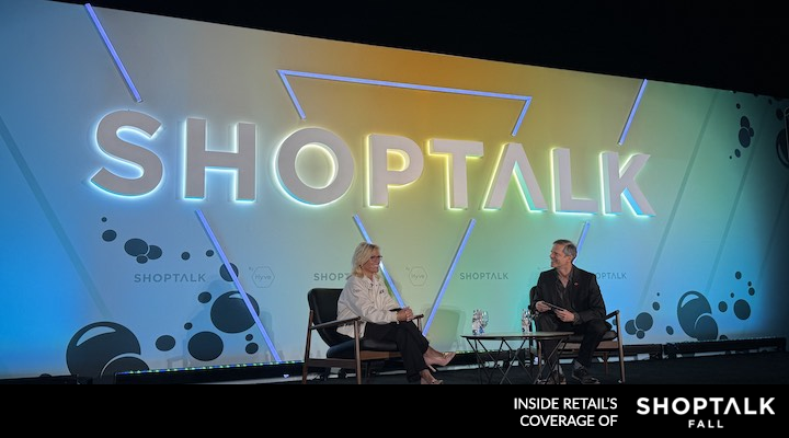 Kim Lefko, Ace Hardware’s chief marketing officer, and joe Laszlo, Shoptalk’s global head on insights on stage at Shoptalk Fall. 