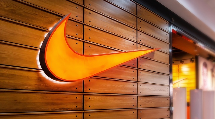 Image on Nike logo on storefront.