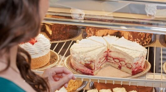 cheesecakes in cabinet