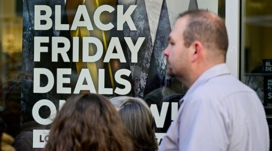 A sign highlighting Black Friday discounted items