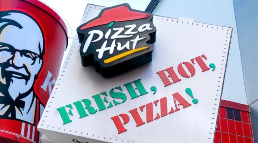 Pizza Hut exterior sign and logo with KFC logo