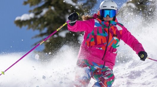 a skier in Helly Hansen outfit