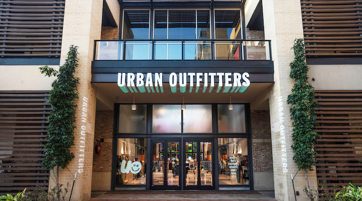 An exterior shot of an Urban Outfitters storefront.