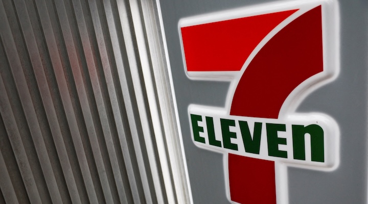 Logo of 7-Eleven is displayed at their convenience store