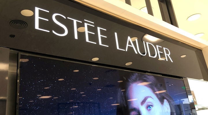 An Estee Lauder cosmetics counter is seen in Los Angeles