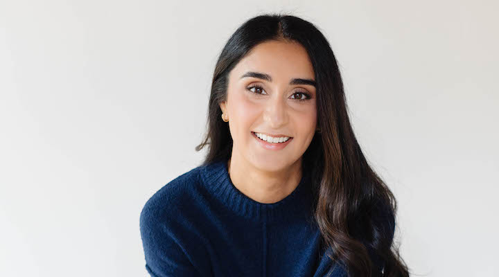 A headshot image of Edible Arrangements CEO Somia Farid Silber against a light gray background.
