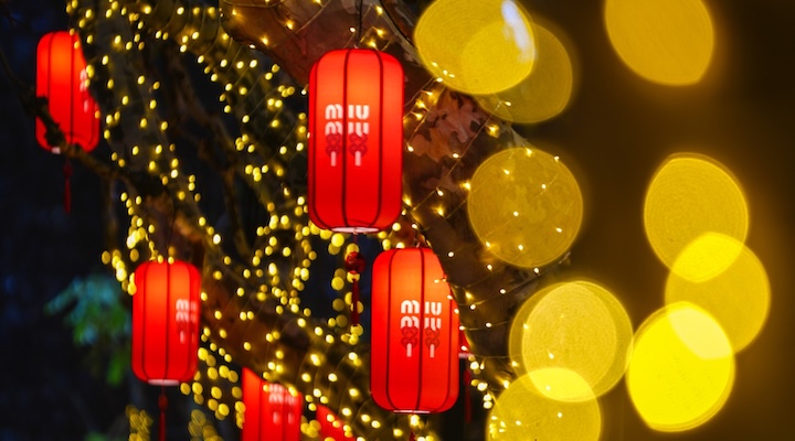 Miu Miu transformed Shanghai’s Donghu Road into an open-air festive route.