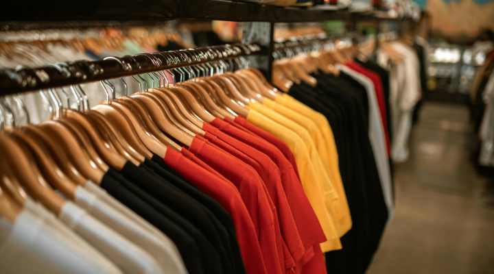 Clothes on a rail.