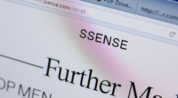 A computer screen showcasing a searchtab from Ssense.