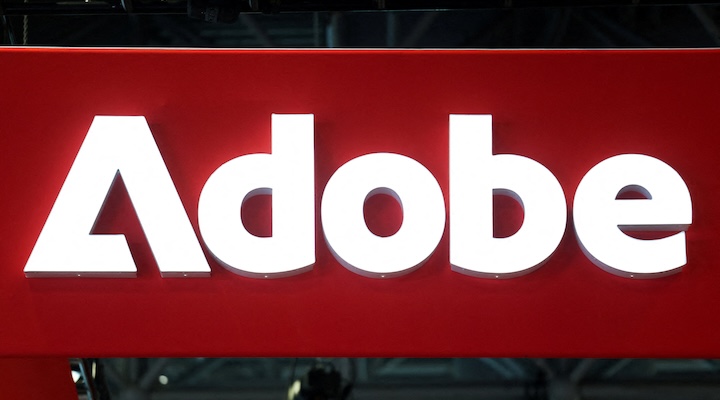 Signage for Adobe is displayed at National Retail Federation (NRF) 2026