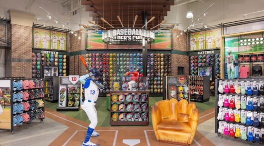 An interior shot of a Dick’s Sporting Goods store.