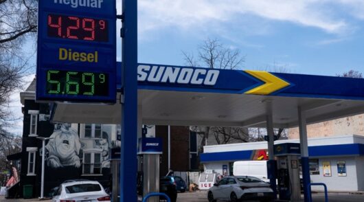 Sunoco gas station price sign.