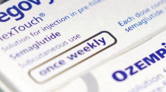 Boxes of Ozempic and Wegovy pens.