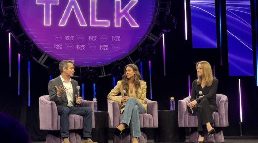 [Left to right] Travis Katz, YouTube’s GM & VP of shopping, Jessica Alba and Zia Daniell Wigder, Shoptalk’s global president.