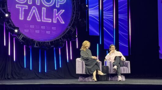 Victoria’s Secret CEO, Hillary Super, on stage at Shoptalk Vegas.