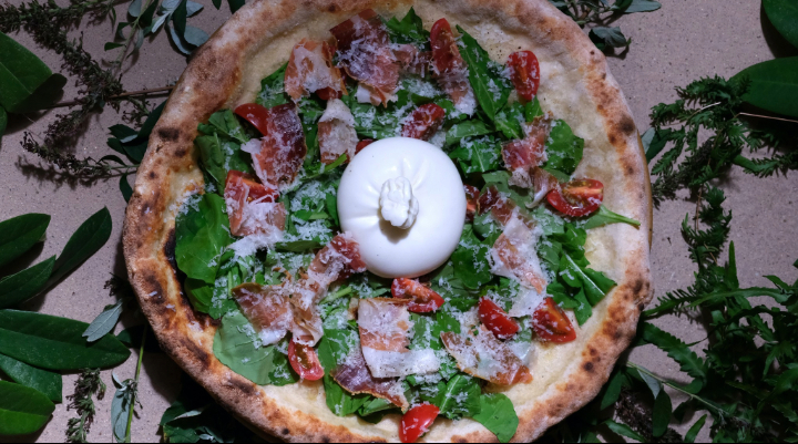 Pizza 4P's' famous burrata pizza.