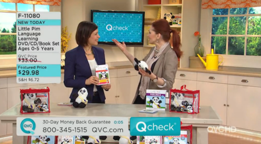 Two women selling goods on the QVC channel.