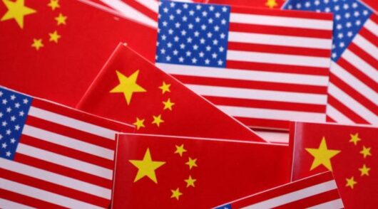 US and China flags overlap.