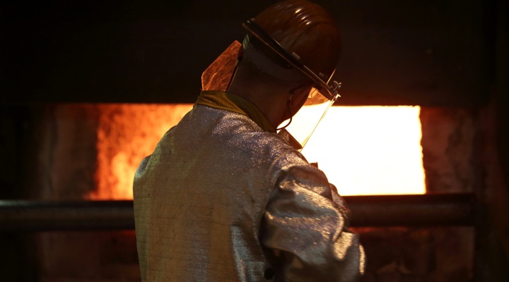 Aluminum worker at smelter.