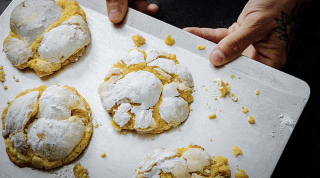 A close-up shot of several cookies from the Last Crumb bakery.