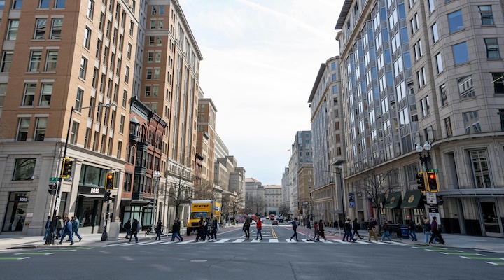 Bustling Washington SC street scene