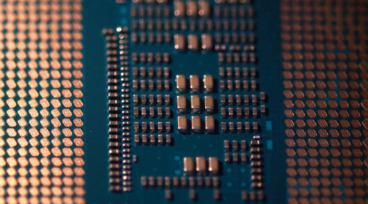 Semiconductor chip close-up.