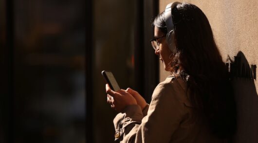 A person uses a smartphone
