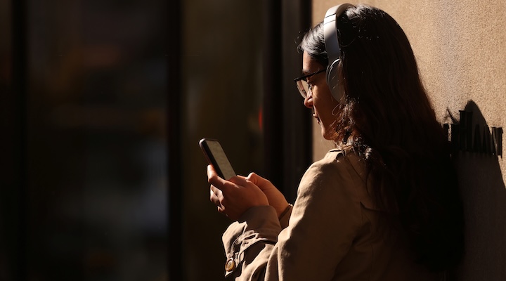 A person uses a smartphone