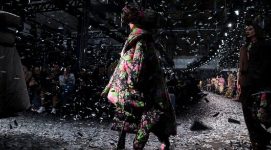 Models present creations from the Moschino Fall/Winter 2025/2026 collection during Fashion Week in Milan, Italy