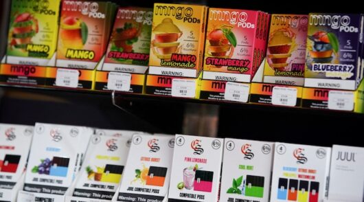 Flavored vape cartridges are pictured for sale at a shop in Atlanta